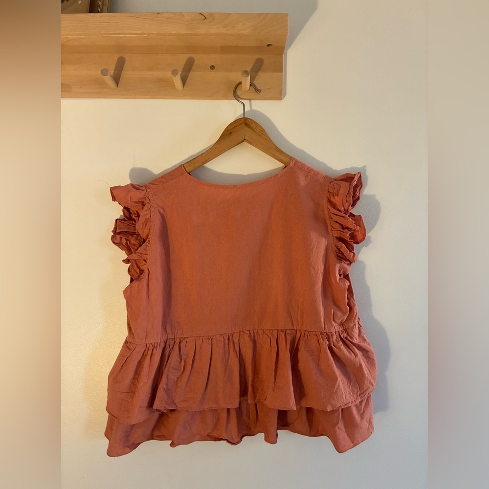 Ruffled Tiered Blouse in Dusty Rose - Picture 3 of 3